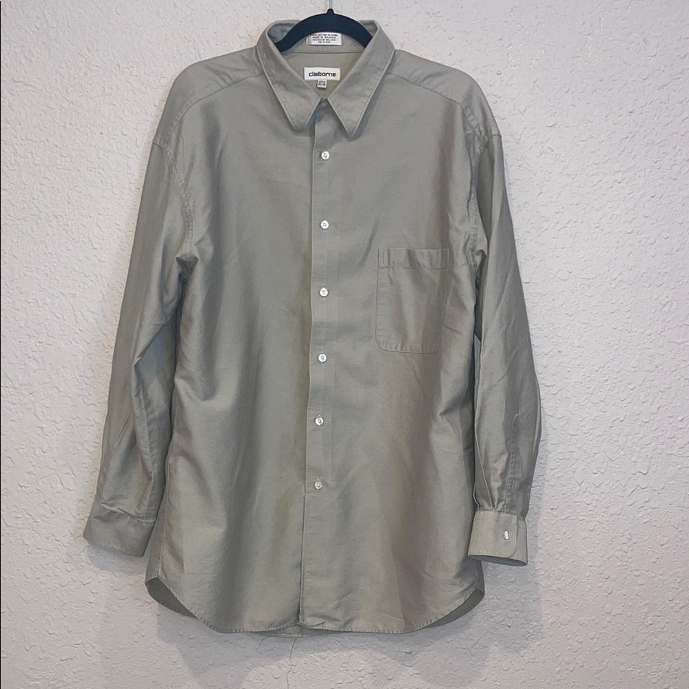 Claiborne Men's Casual Gray Button Down Shirt